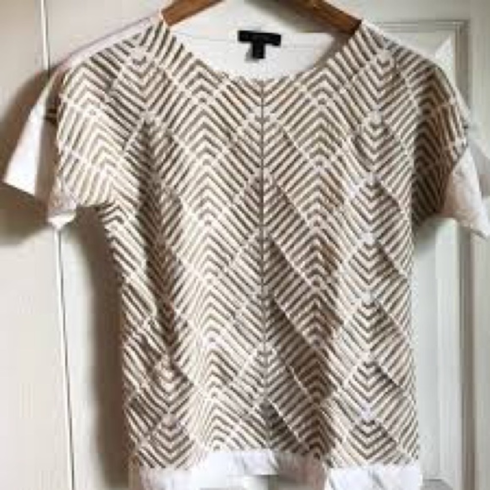 Jcrew new chevron embroidered Geometric Patterned Short Sleeve Top sz xxs